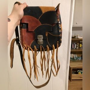 Cute handmade leather fringed purse